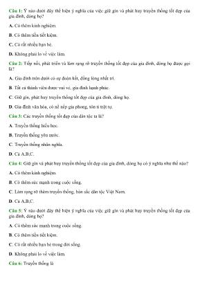 Đề cương ôn thi môn Giáo dục công dân Lớp 6